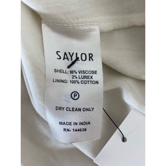 SAYLOR Grecian Goddess Ivory Gauze Off Shoulder Bell Sleeve Maxi Dress US SMALL - Picture 15 of 16